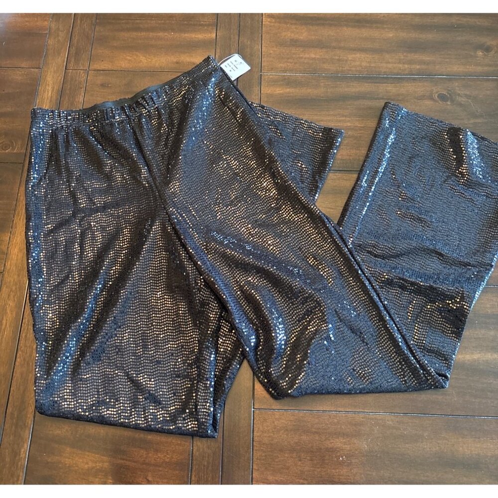 Bebe Black Sequin Two Piece Shimmer Set Medium Made In USA Disco Halter - Picture 6 of 9